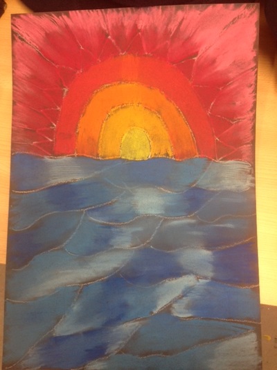 sea sunrise with chalk pastel - Sinead Brennan